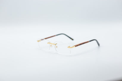 PILLAR Optical Eyeglasses Wood FRAME Eyewear Rectangle Rimless Frames Glasses